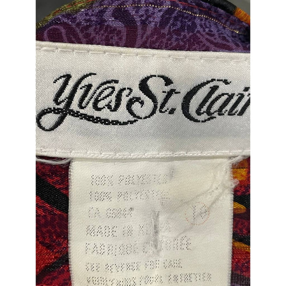 Yves St. Claire Women's Blouse Shirt Multicolor Abstract Stripe Long Sleeve 10 - Picture 7 of 7